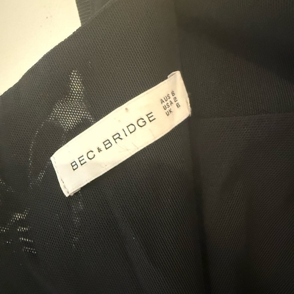 BEC + BRIDGE Black Lace Up Corset Strapless Asymmetrical Midi Dress Size 2 - Picture 10 of 11